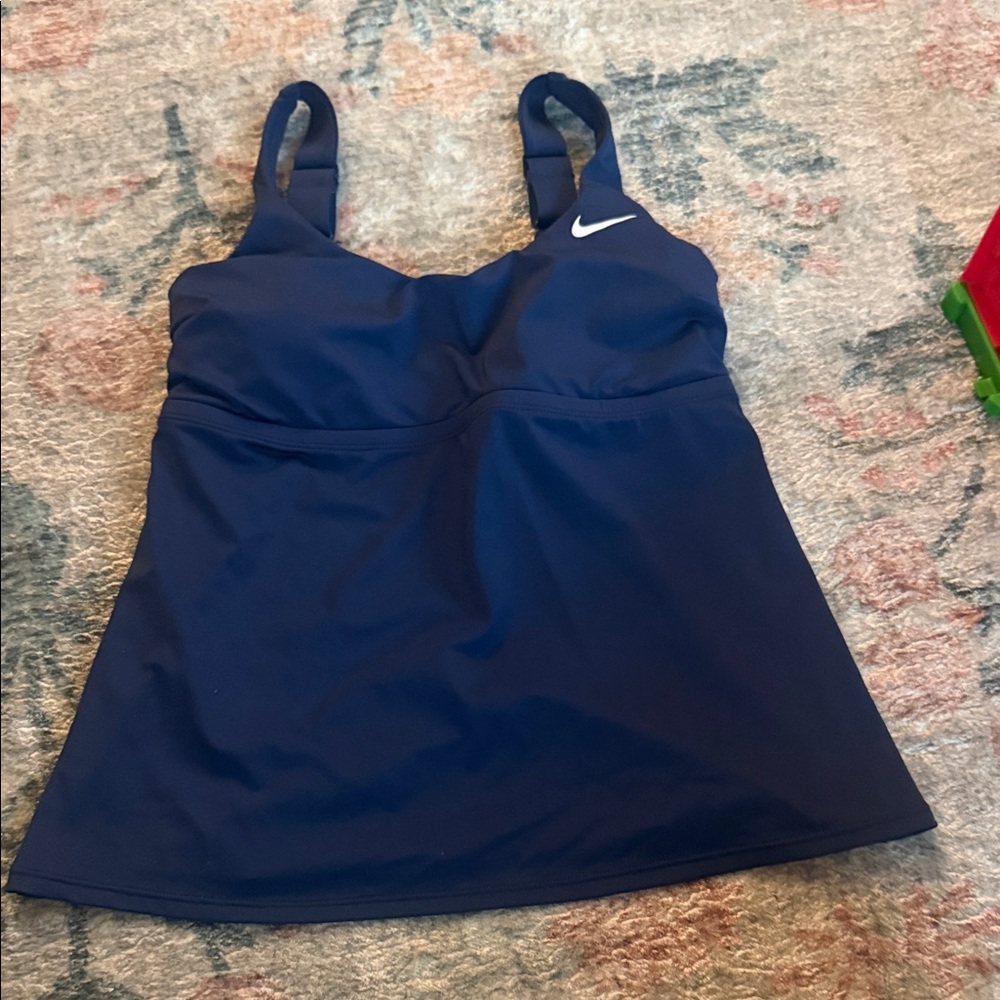 Nike Dark Blue Athletic Swim Tankini Top with Swoosh